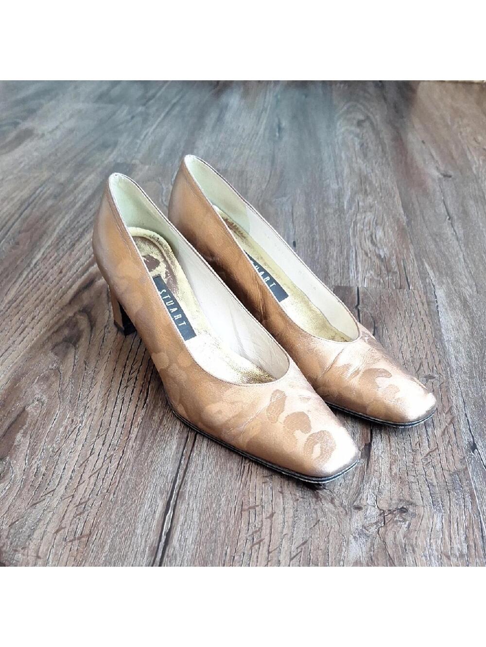 Vintage Stuart Weitzman Leopard Print Animal Print Tan Heel Size 8.5
